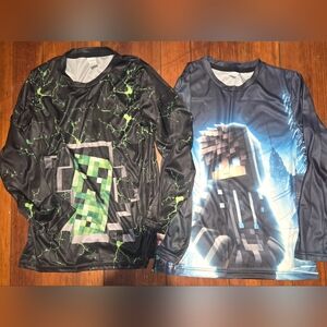 (2) Kids Graphic LS Tops- (No Brand) Like Minecraft/Roblox SZ 11-12 Yrs(Tag)L/XL